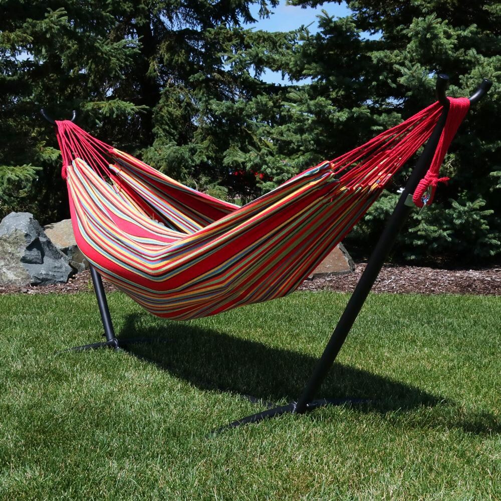 Ultimate Patio Brazilian Double Hammock with Stand - Sunset - Lifestyle thumbnail