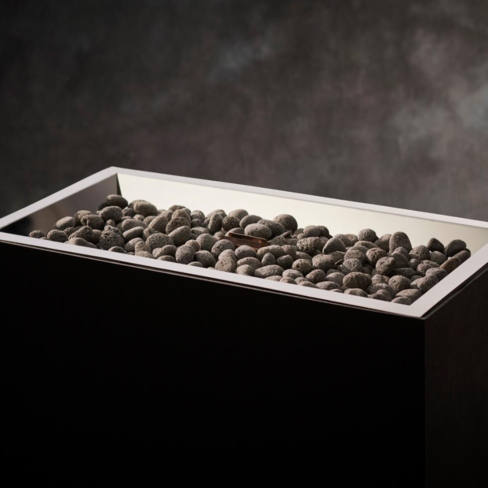 The Outdoor GreatRoom Company CFP1224DSILP-B Crystal Fire Plus 24 Inch Drop-In Rectangle 55,000 BTU Propane Fire Pit Burner Kit w/ Direct Spark Ignition - Stainless Steel - Lava Rock - Detail thumbnail