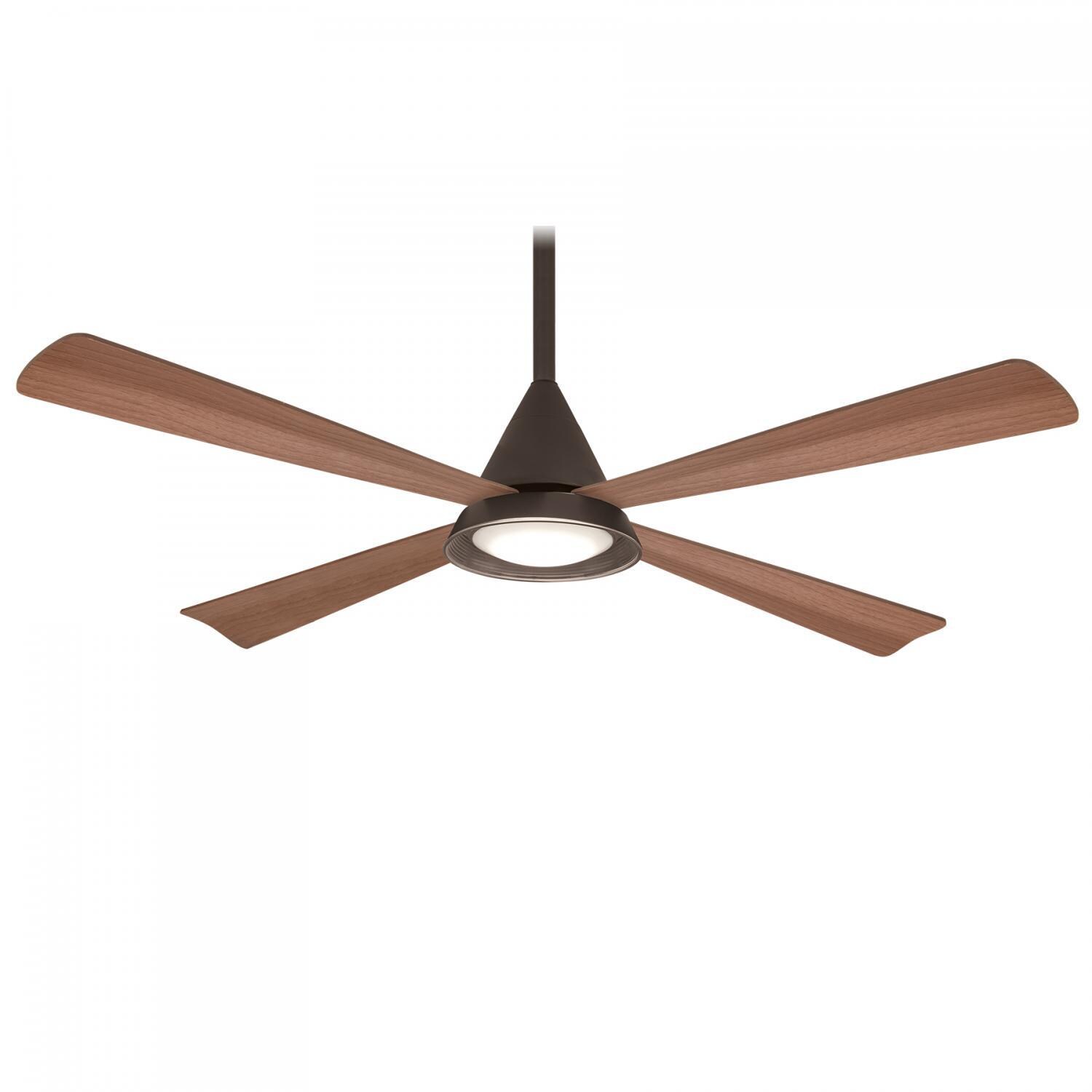 Minka-Aire F541L-ORB Cone 54-Inch Convertible Blade LED Ceiling Fan in Oil Rubbed Bronze Finish w/ Medium Maple Blades & Etched Lens - Short Downrod thumbnail