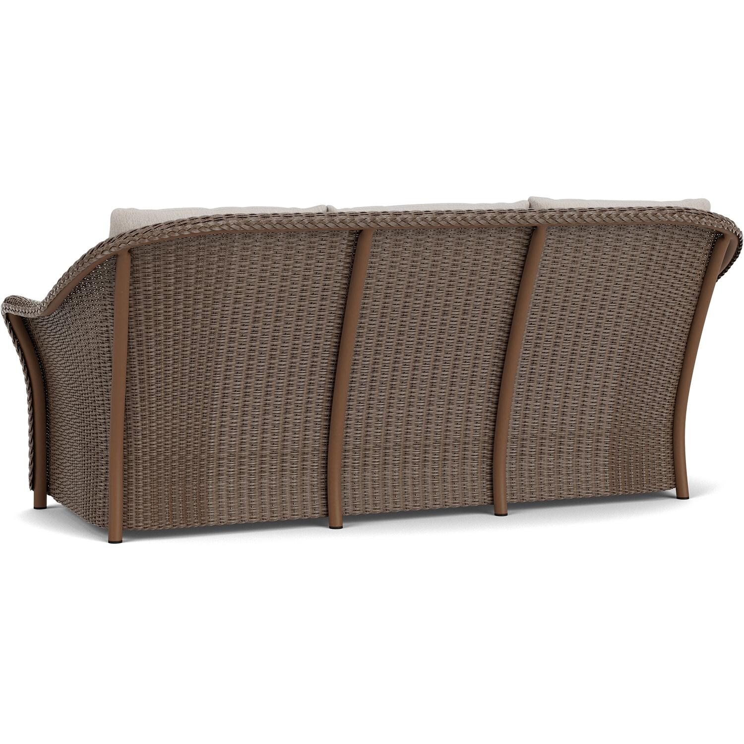 Lloyd Flanders Weekend Retreat Sofa in Bark Finish W/ Remy Cloud Fabric - Back Left thumbnail