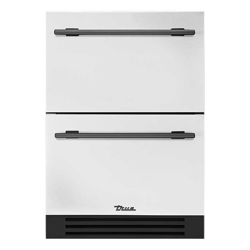 True TUF-24D-OP-C~DSK-030-H05 24 Inch 5.6 Cu. Ft. Outdoor Freezer Drawer in Matte White w/ Pewter Handles - White Background thumbnail