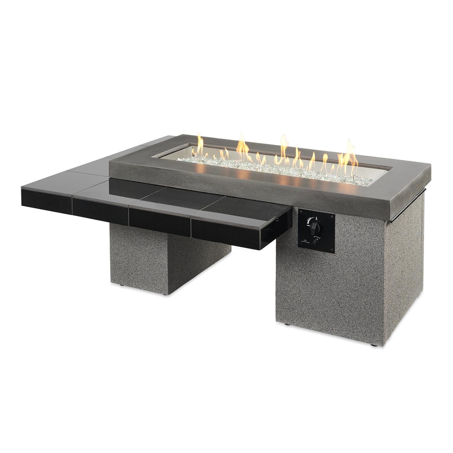 Lakeview Outdoor Designs Emfield Linear Gas Fire Pit Table - Black - Flame - White Background thumbnail