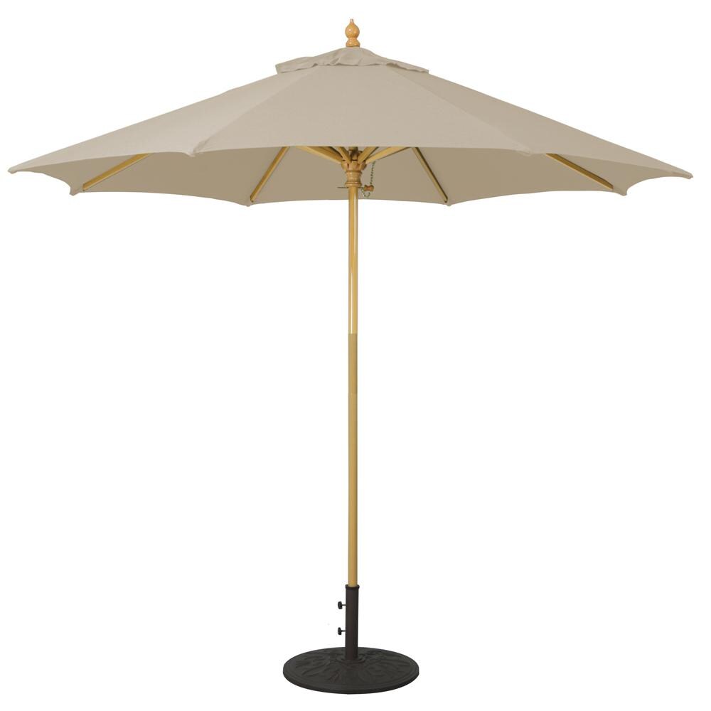 Galtech 9 Ft. Octagonal Wood Patio Umbrella W/ Manual Lift - Light Wood Frame W/ Antique Beige Sunbrella Fabric thumbnail