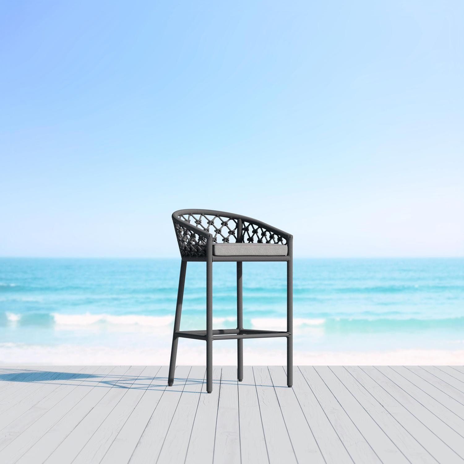 Azzurro Living Amelia Woven Rope Bar Stool in Ash/Fog By - AME-R07BS-CU