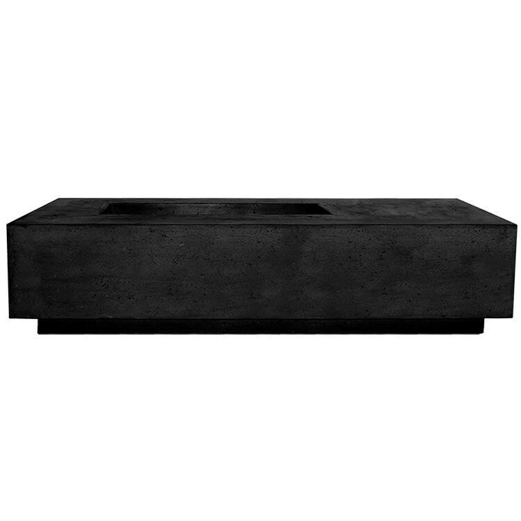 Tavola 5 80-in Rectangular GFRC Propane Fire Pit Table in Ebony by Prism Hardscapes