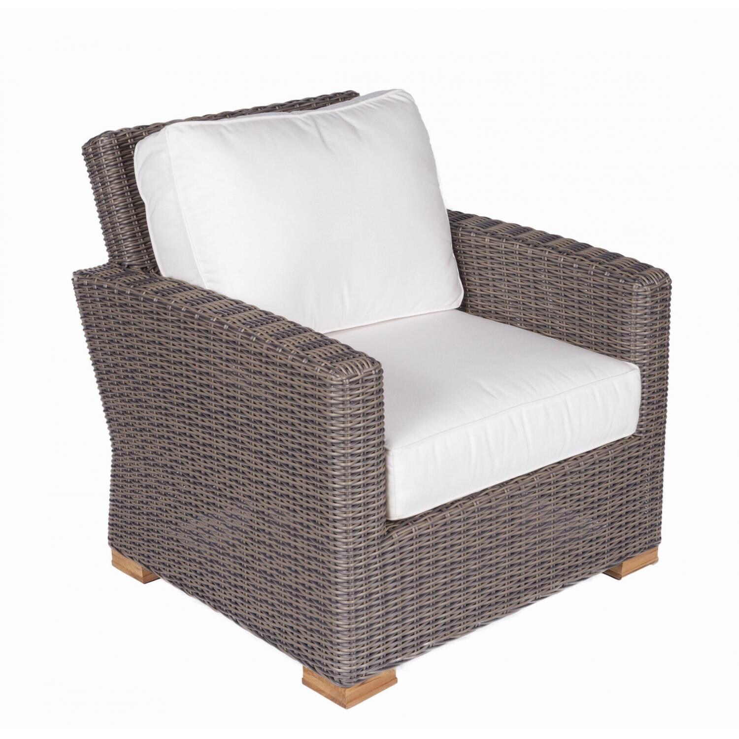 Sanibel Resin Wicker Club Chair in Natural/Canvas Natural by Royal Teak Collection