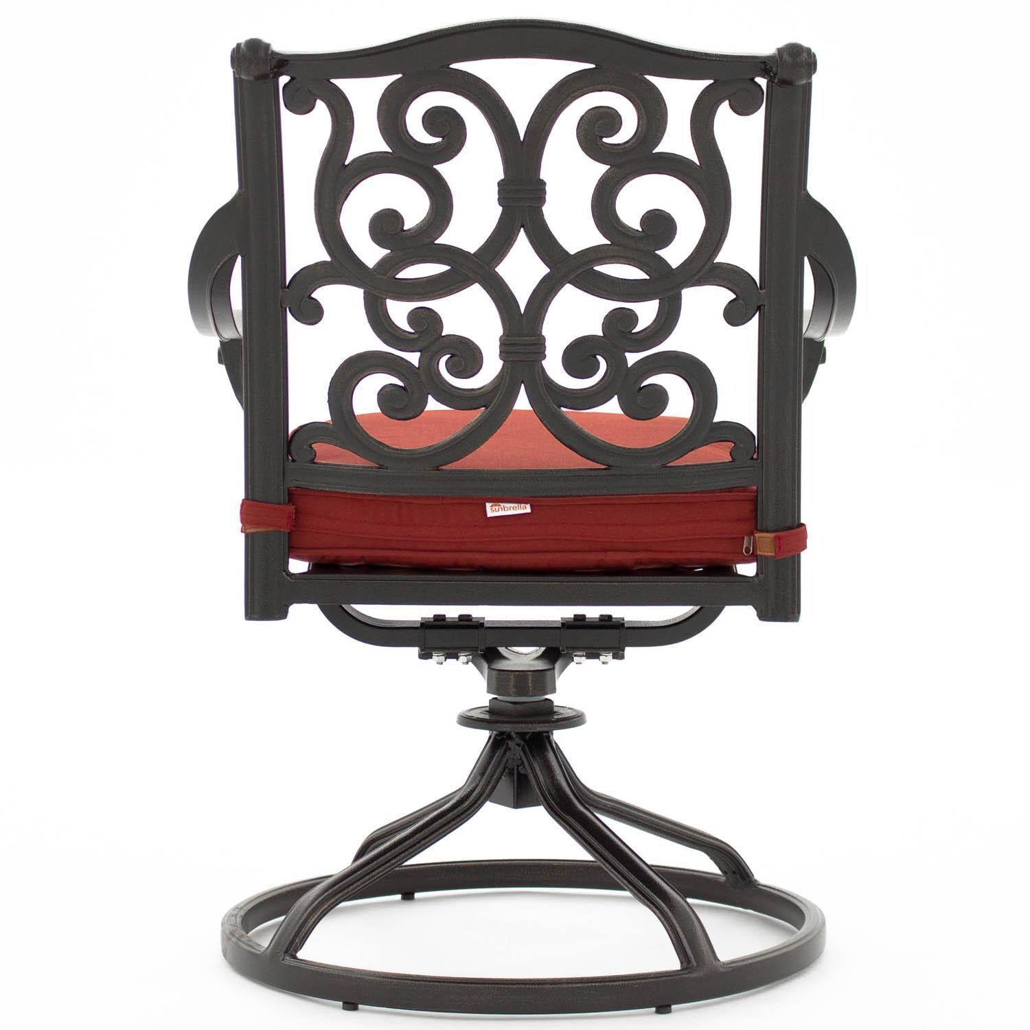 Villa Flora Cast Aluminum Patio Swivel Rocker W/ Sunbrella Canvas Henna Cushion - Back View thumbnail