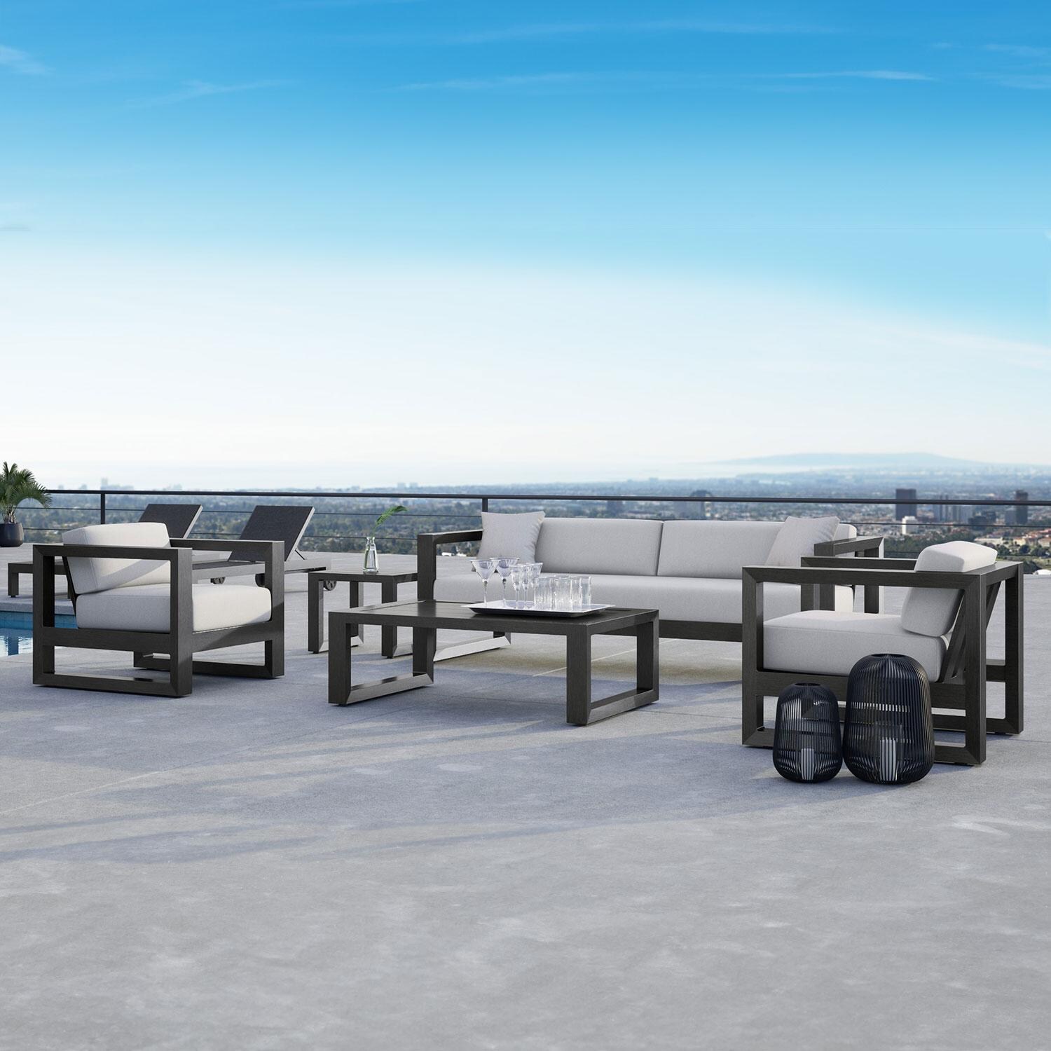 Redondo Aluminum Patio Club Chair W/ Sunbrella Cast Silver Cushions By Sunset West - W/ Set (Not Included as a Set) - Lifestyle thumbnail