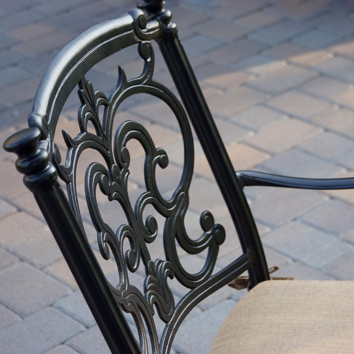 Darlee Santa Barbara 5 Piece Cast Aluminum Patio Bar Set W/ 42 Inch Round Table - Back Rest - Detail thumbnail