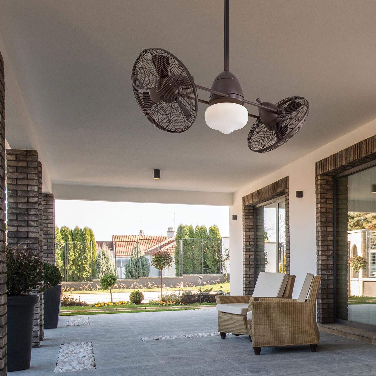 Minka-Aire F402L-ORB Gyro Wet 42-Inch LED Twin Turbofan in Oil Rubbed Bronze Finish w/ Integrated Schoolhouse Globe Light thumbnail