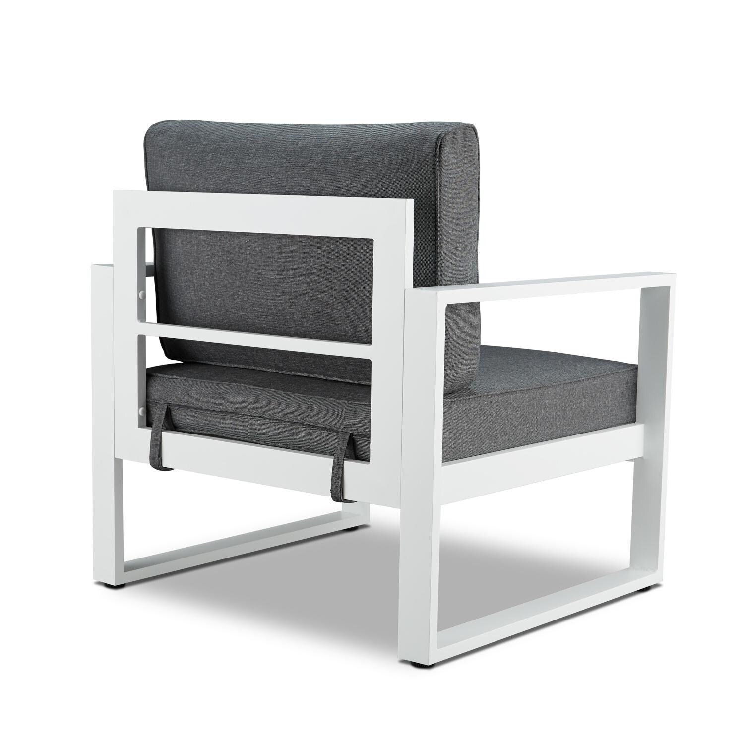 Lakeview Villa Flora White W/ Gray Cushions 2 Piece Aluminum Chair Set - Rear View thumbnail