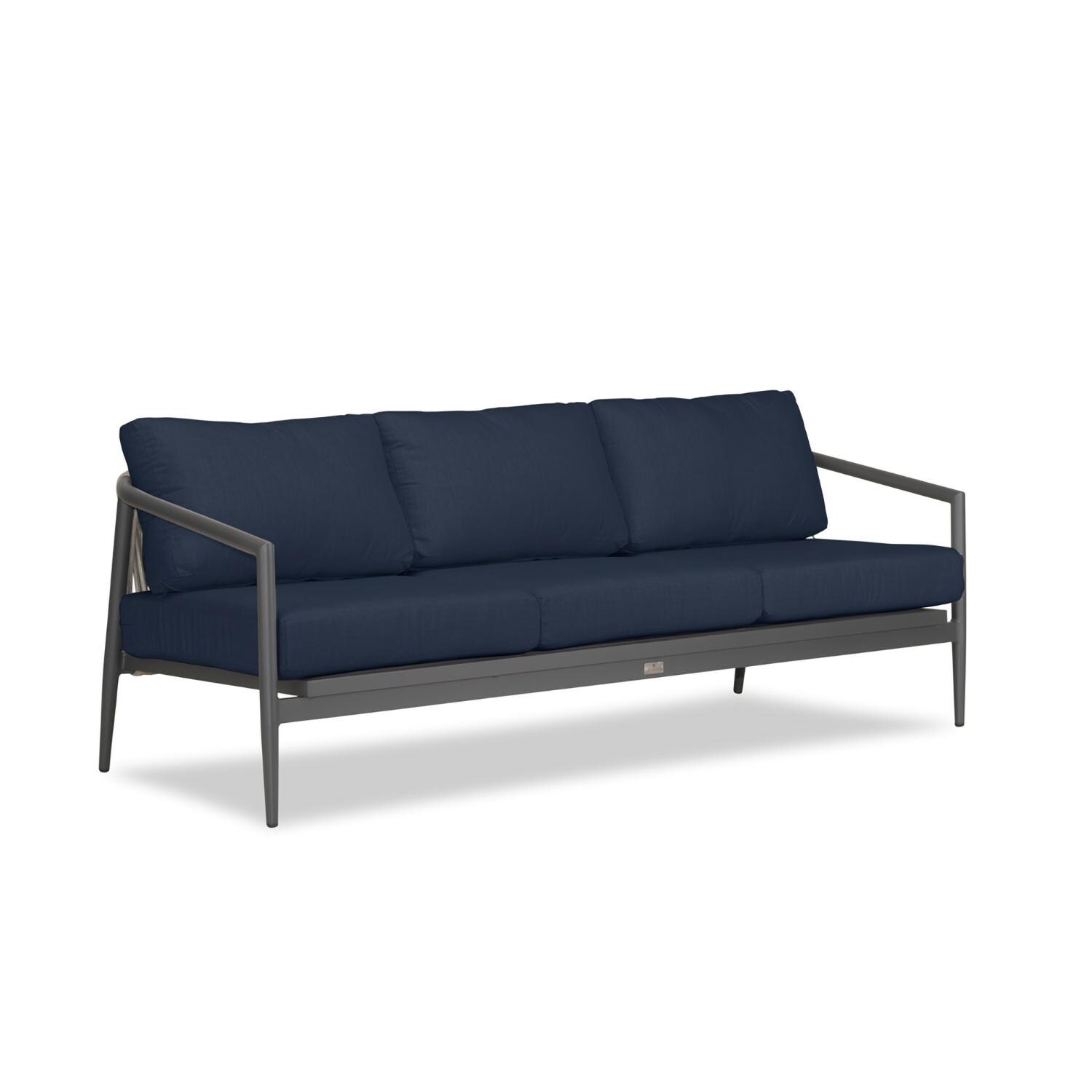 Lakeview Midnight Cove 3 Person Aluminum Sofa in Slate/Pebble Gray/Spectrum Indigo - Angled - White Background thumbnail