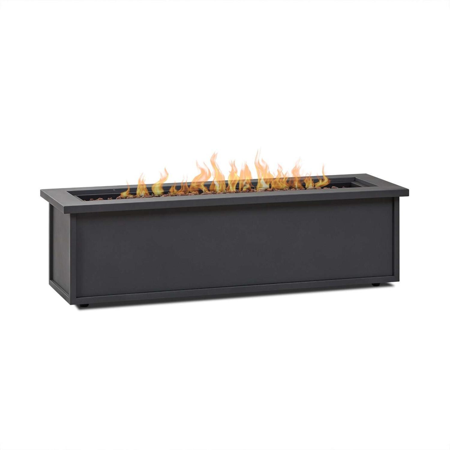 Lakeview SC1520LPWSLT Piney Bay 48-Inch Rectangle Propane Fire Table - Weathered Slate - Burner Lit thumbnail