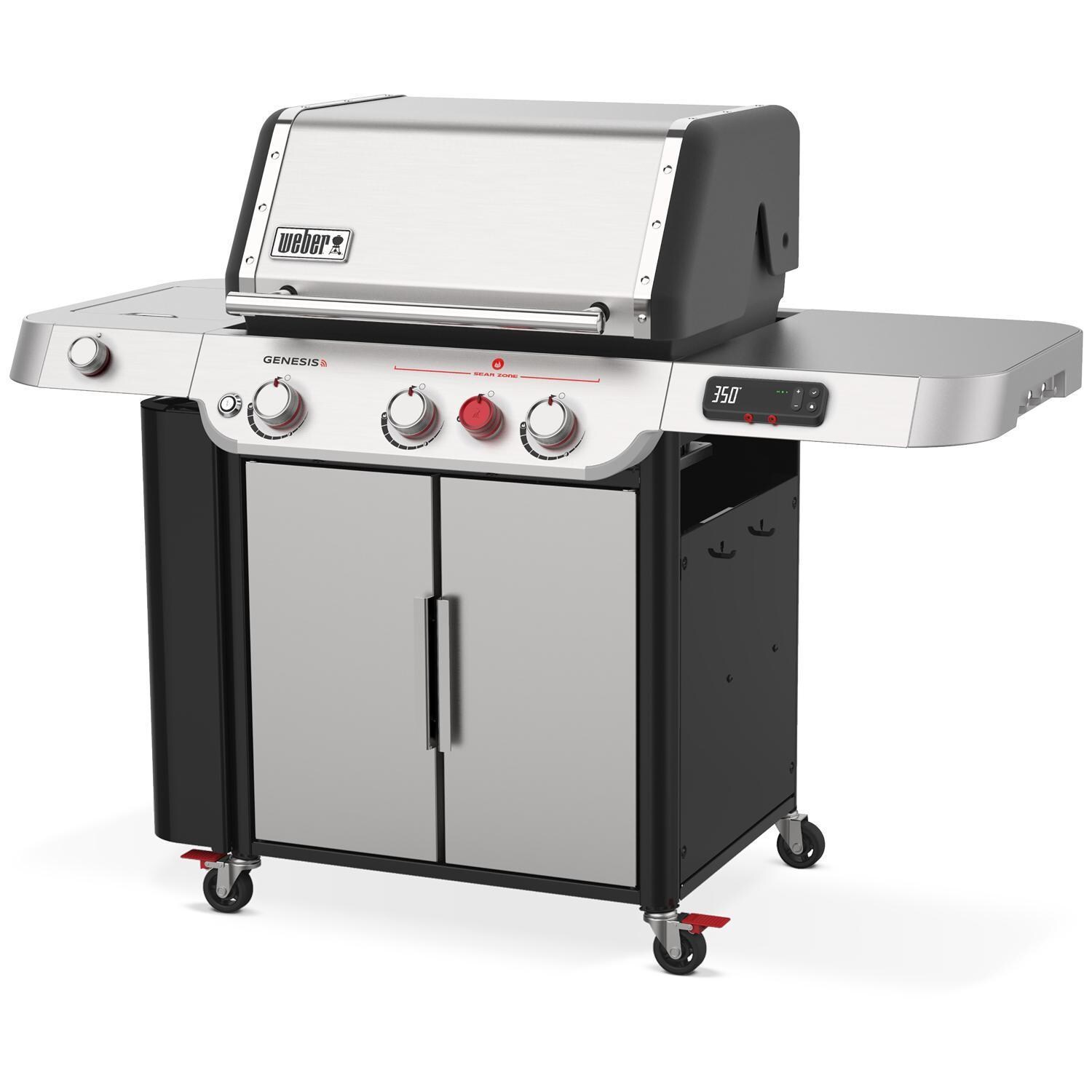 Weber GENESIS 35600001 SX-335 Propane Gas Smart Grill with Sear Burner & Side Burner - Stainless Steel - Right-Side Angled View - White Background thumbnail