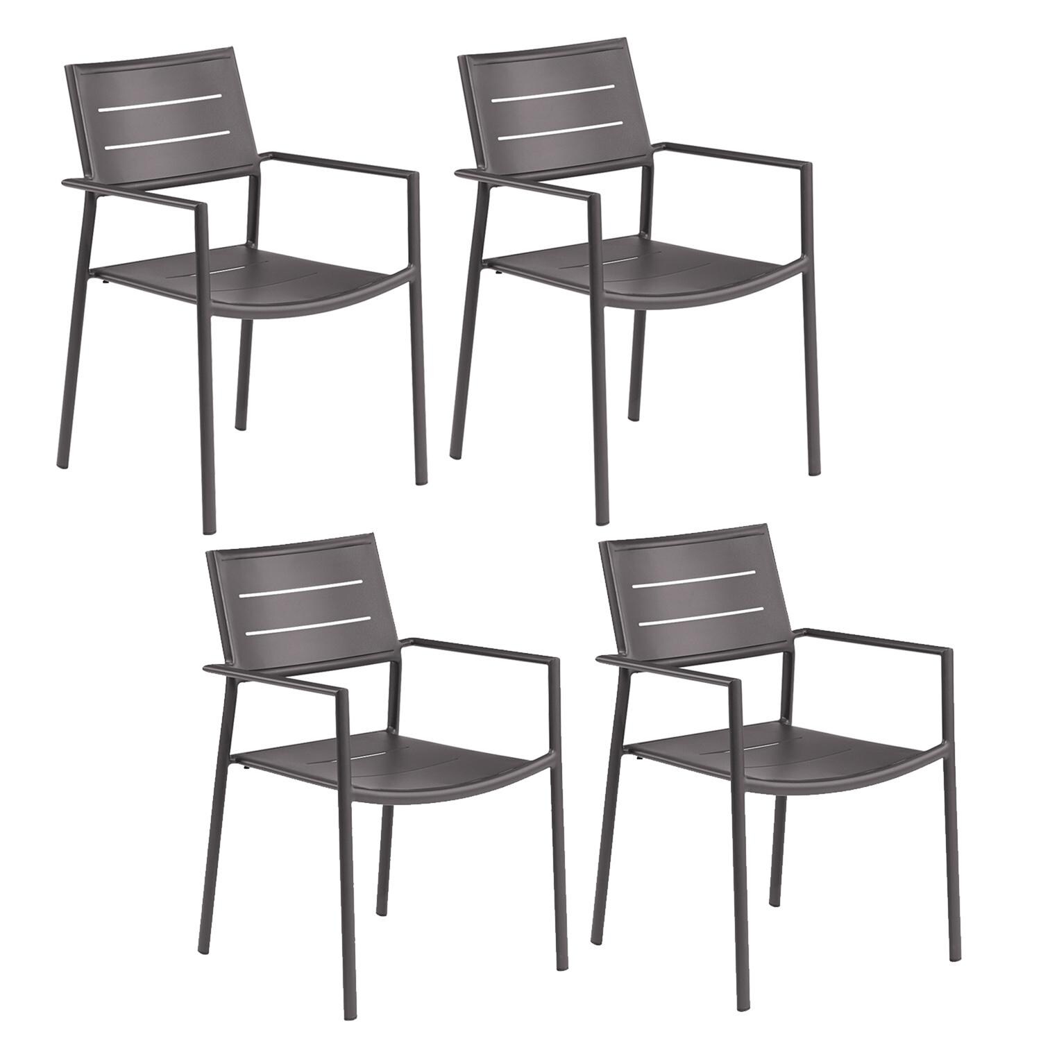 Oxford Garden Eiland 4 Pc Aluminum Dining Chair in Carbon thumbnail