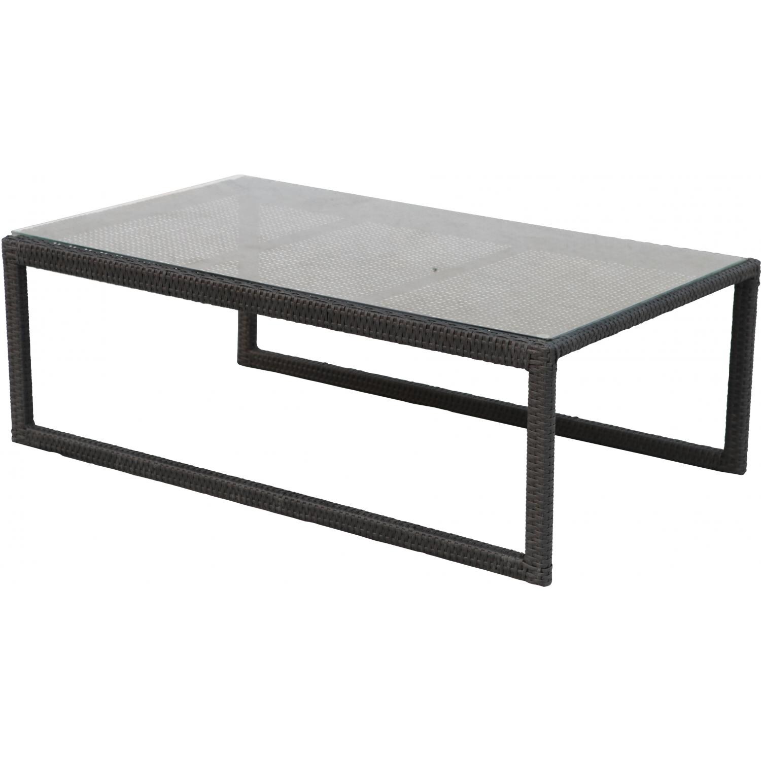 Darlee Vienna 50 X 28 Inch Resin Wicker Patio Coffee Table With Glass