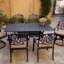 Elisabeth 7 Piece Cast Aluminum Patio Dining Set W/ 68 X 38 Inch Rectangular Table By Darlee