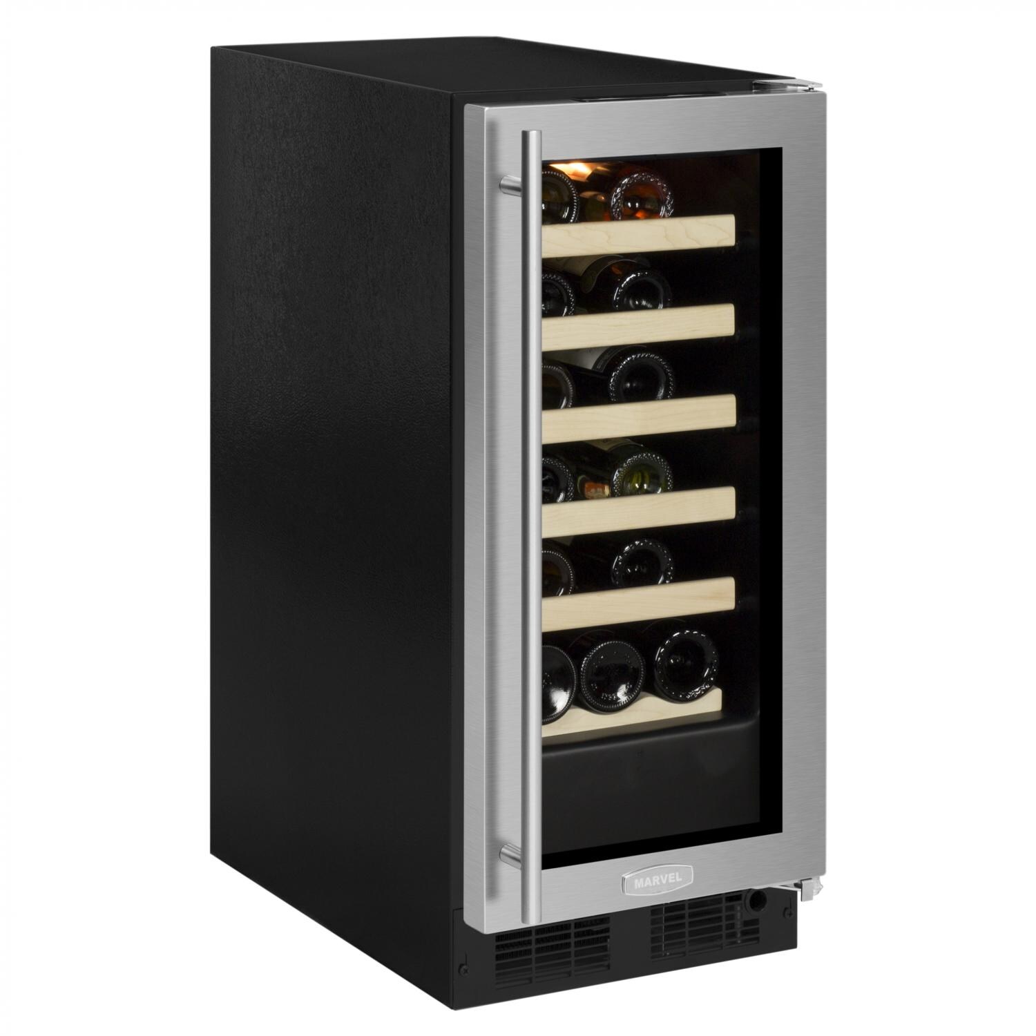 Marvel 23 Bottle Right Hinge Single Zone Wine Cellar - Stainless Steel - ML15WSG0RS thumbnail