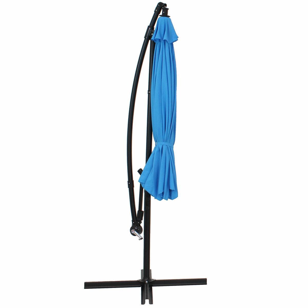 Ultimate Patio 9.5 Ft. Octagonal Patio Cantilever Umbrella W/ Crank - Azure - Cantilever Retracted thumbnail