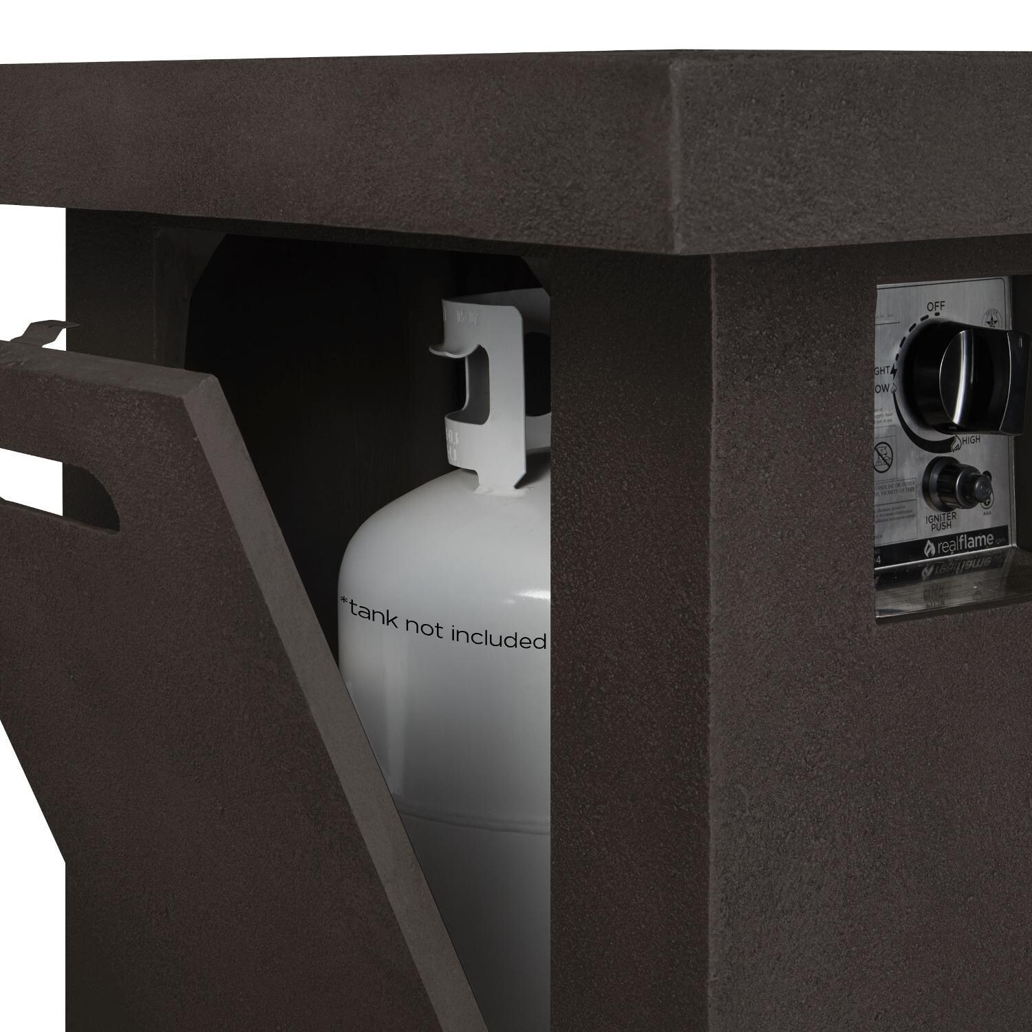 Lakeview Outdoor Designs SC-C9640LP-TKB Arabella Rectangular Glacier Gray Fire Table - Close Up on Access Door thumbnail