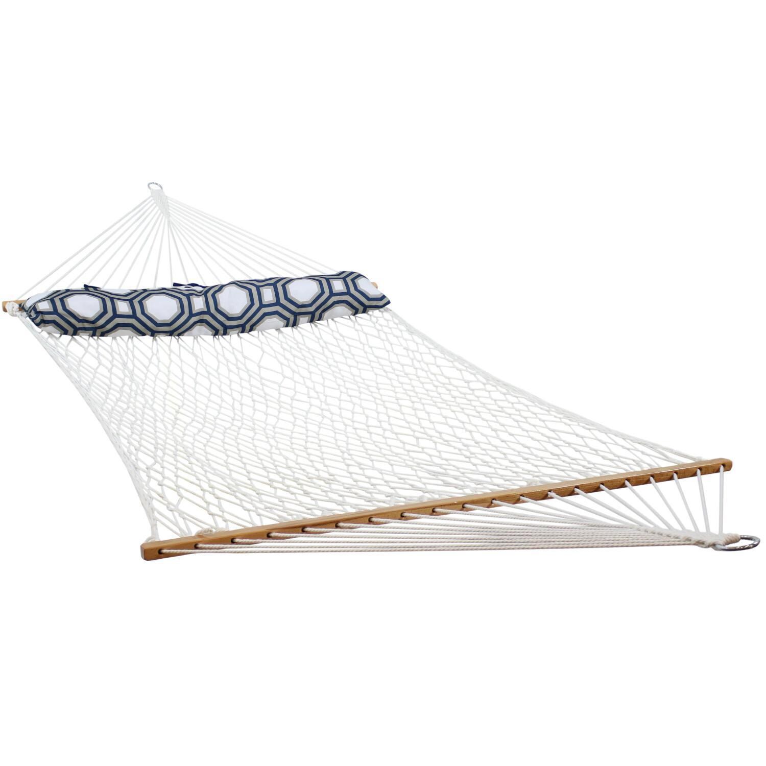 Ultimate Patio Classic Double Rope Hammock w/ Pillow - White