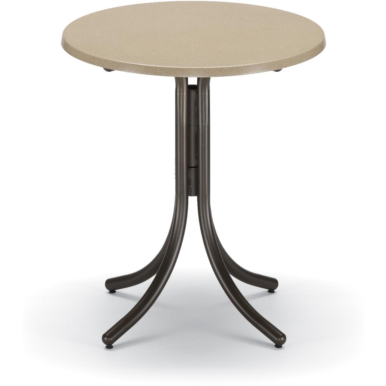 Telescope Casual 30 Inch Round Aluminum Outdoor Bar Table With Werzalit Top  - Textured Aged Bronze/Smooth Coriander