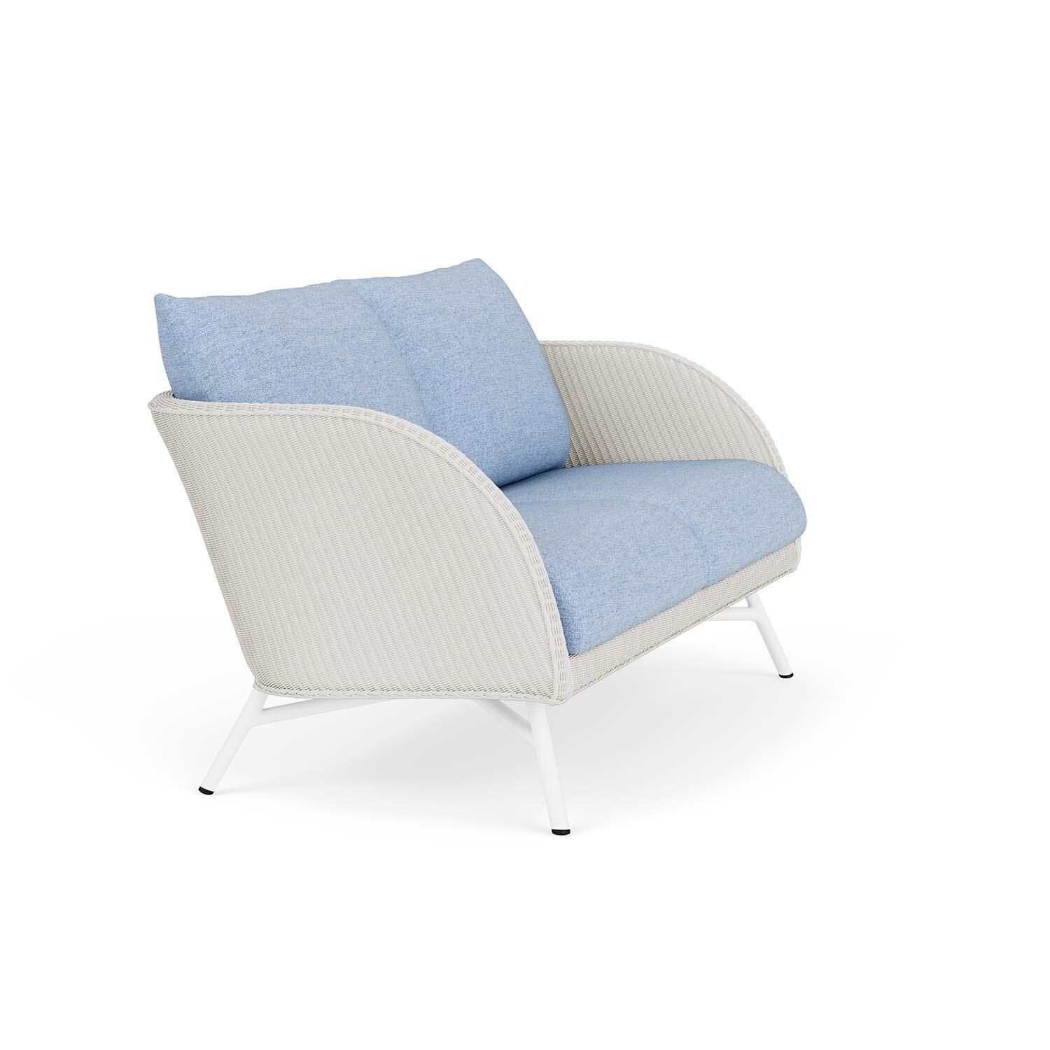 Lloyd Flanders Essence Loveseat W/Demo Skyway Fabric - Matte White Finish - Angled thumbnail