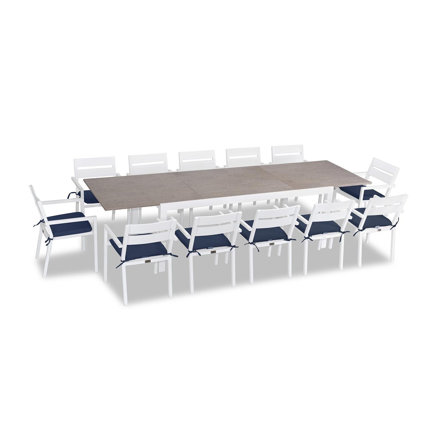 Calm Bay 13 Pc Extendable Dining Set in White/Spectrum Indigo by Lakeview - White Background thumbnail