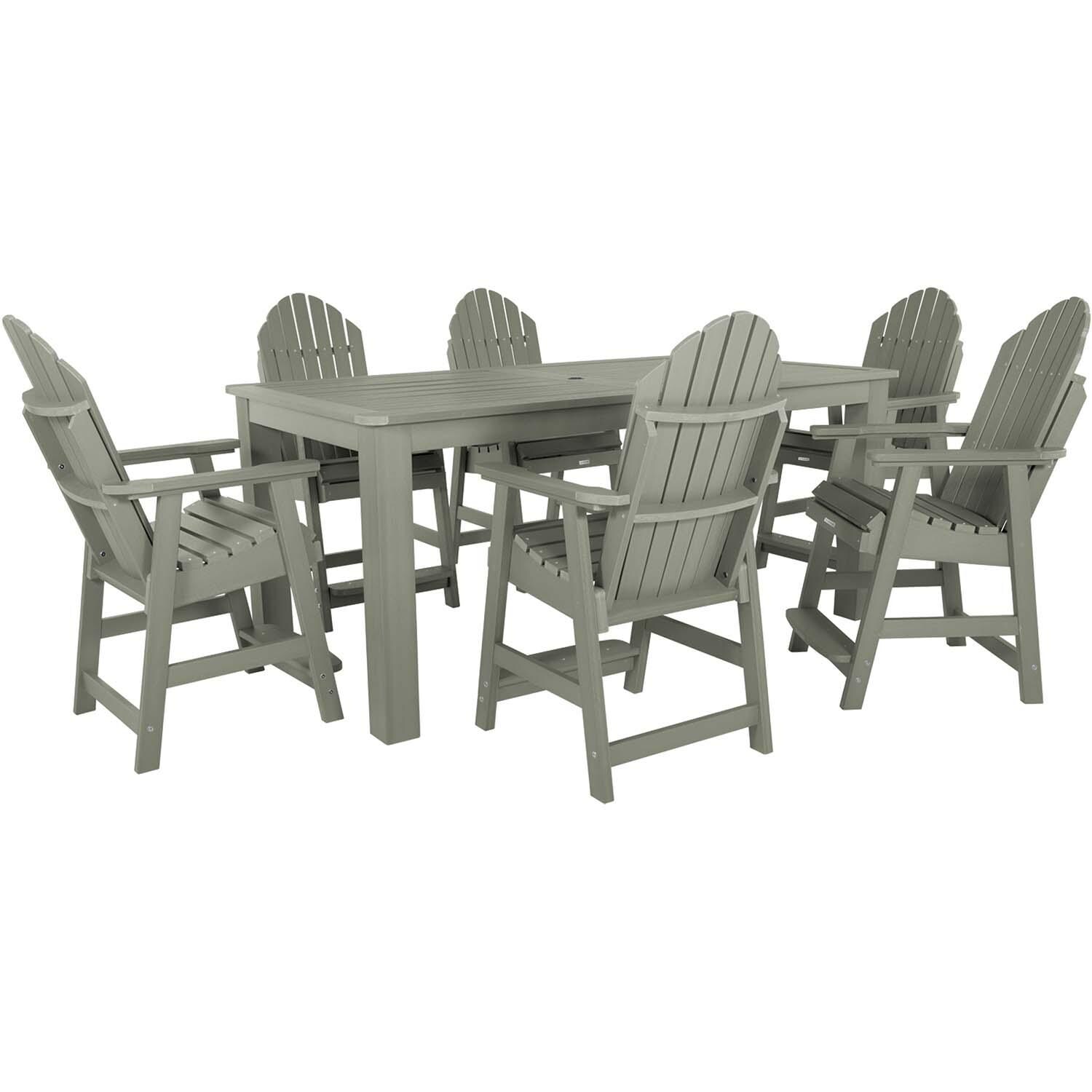 Dream Bay 7 Pc Recycled Plastic Counter Height Dining Set In Eucalyptus By Lakeview - White Background thumbnail