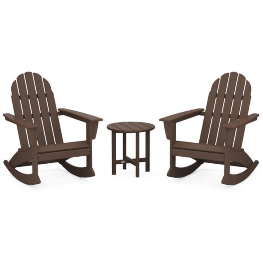 POLYWOOD Vineyard 3 Pc Recycled Plastic Adirondack Rocking Chair Set in Mahogany by - PWS408-1-MA