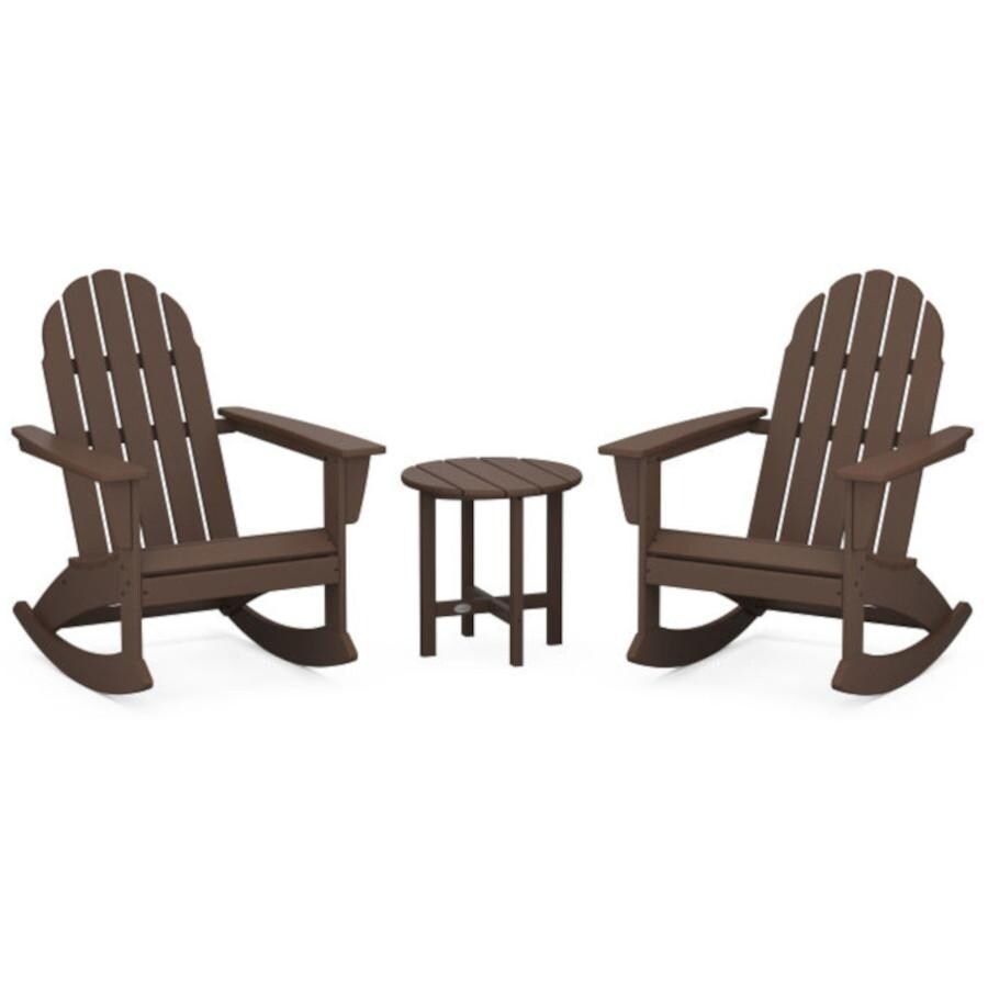 Vineyard 3 Pc Recycled Plastic Adirondack Rocking Chair Set in Mahogany by POLYWOOD