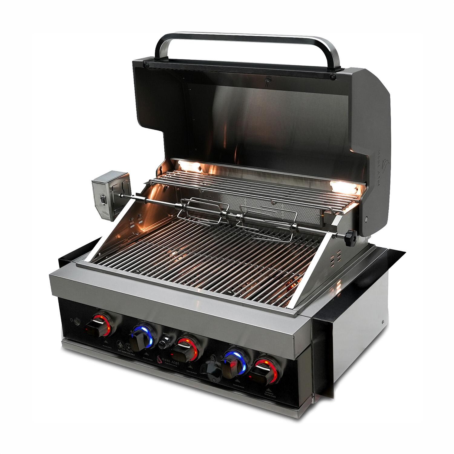 Mont Alpi 400 Black Series 32-Inch Built-In Natural Gas Grill (Ships Propane w/ Conversion Kit) - Open - White Background thumbnail