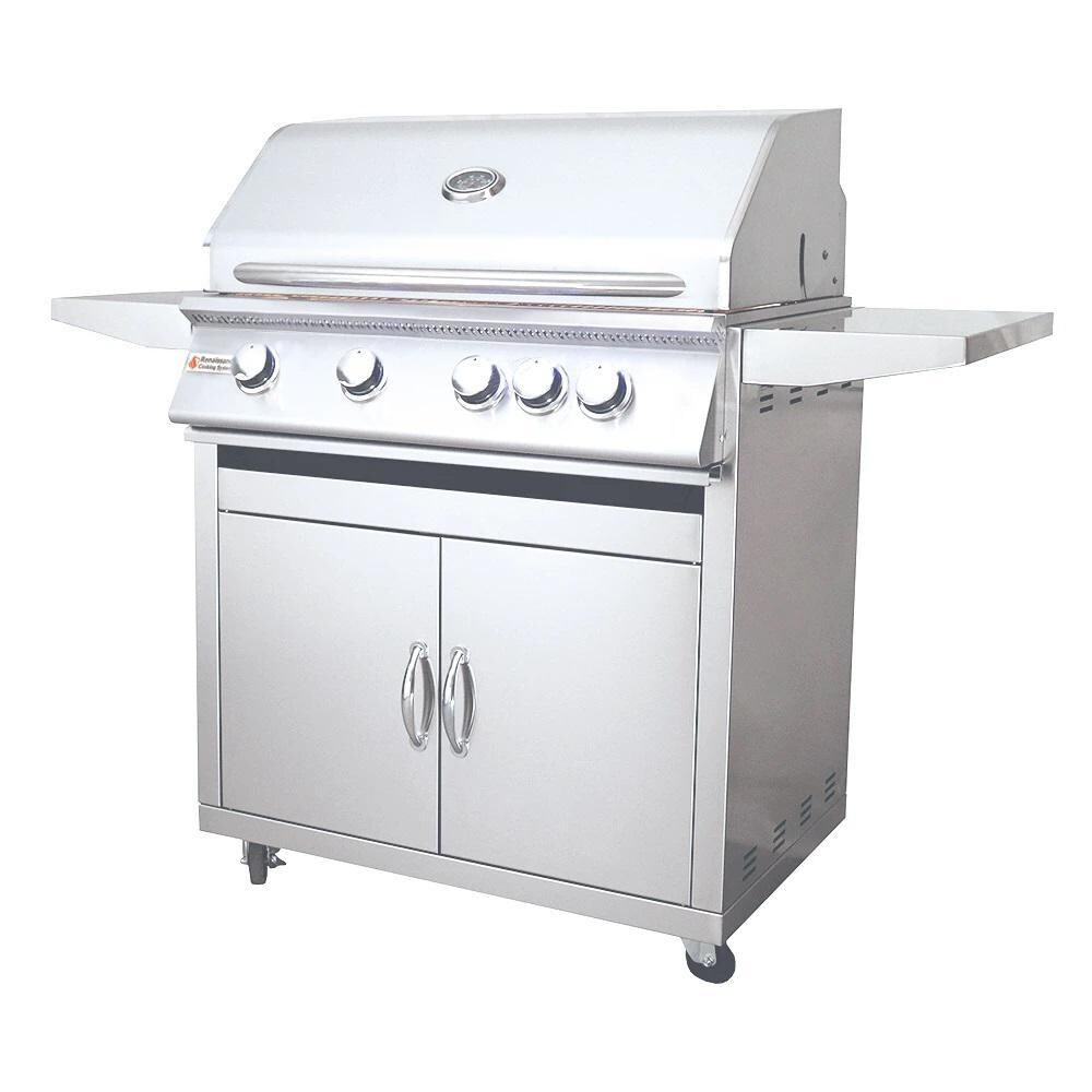 RCS Premier Series RJC32ACK 32-Inch 4-Burner Natural Gas Grill With Rear Infrared Burner - Right Side Angled View thumbnail