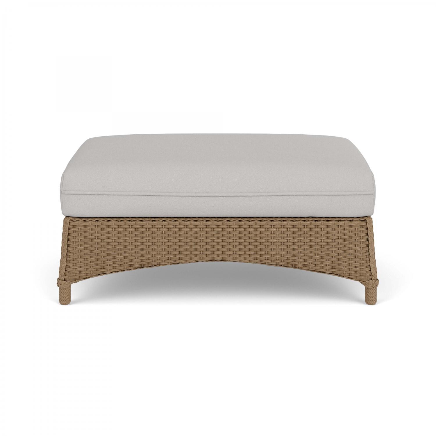 Lloyd Flanders Mandalay Large Ottoman in Fawn Finish with Tundra Dove fabric - Back thumbnail