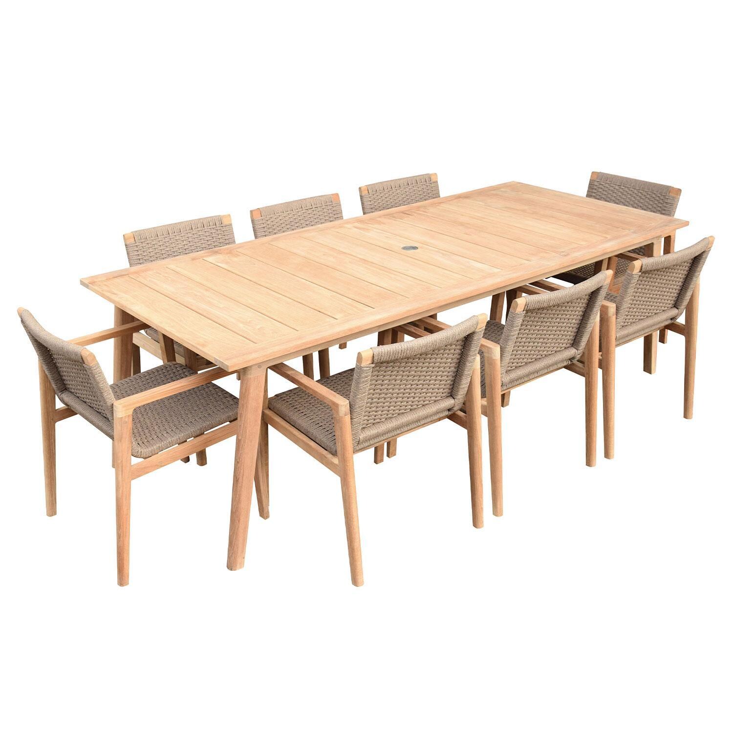 Admiral 90 Inch Dining Table by Royal Teak Collection - w/ Club Chairs (Not Included) - White Background thumbnail