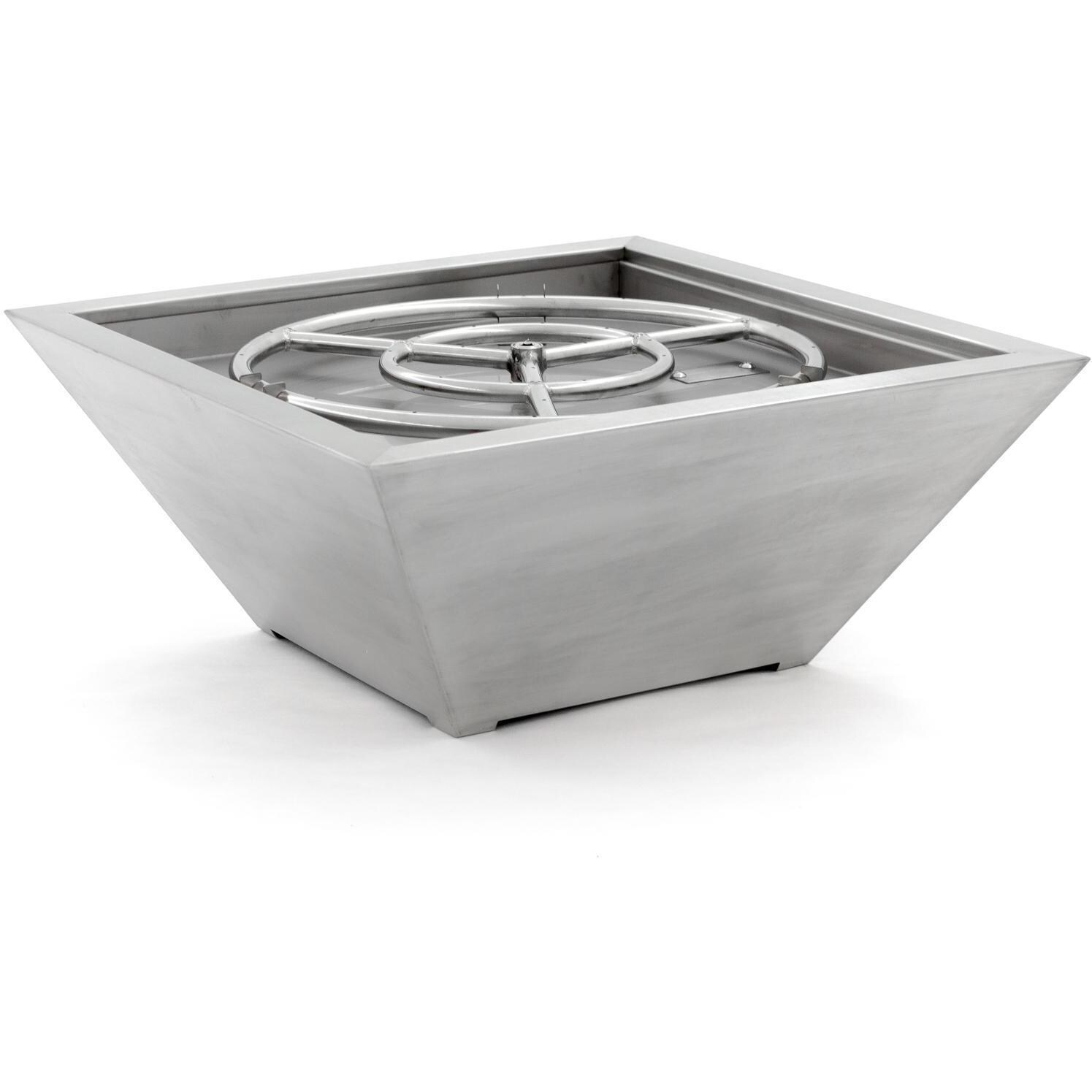 BBQGuys Signature Series Westfalen 24-Inch Square High-Rise Propane Fire Bowl - Stainless Steel thumbnail