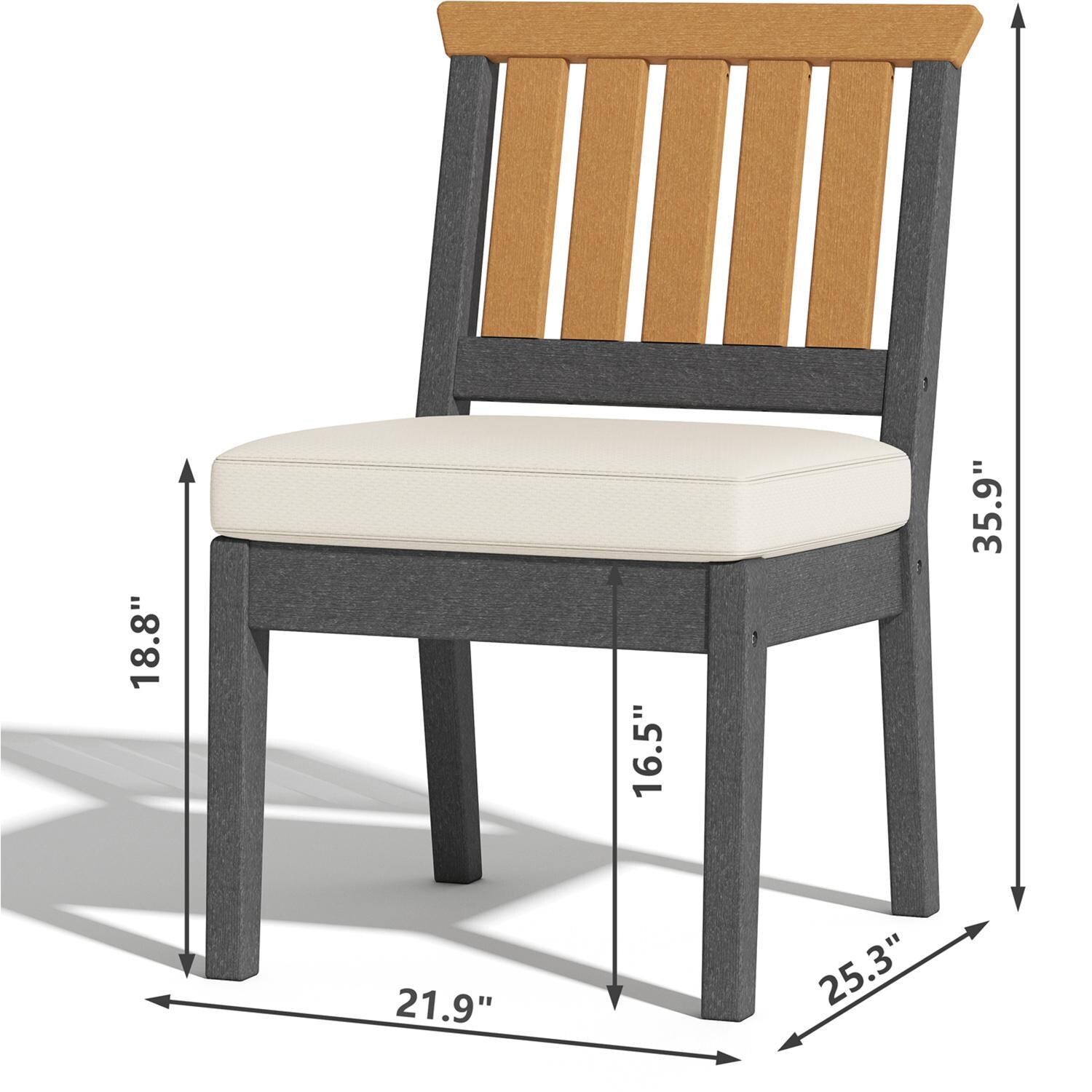 Lakeview Outdoor Designs LV-257-5SC Sabine Landing 5 Pc Polyresin Dining Set w/ Armless Chairs in Gray - Chair Dimensions - Dimensional thumbnail