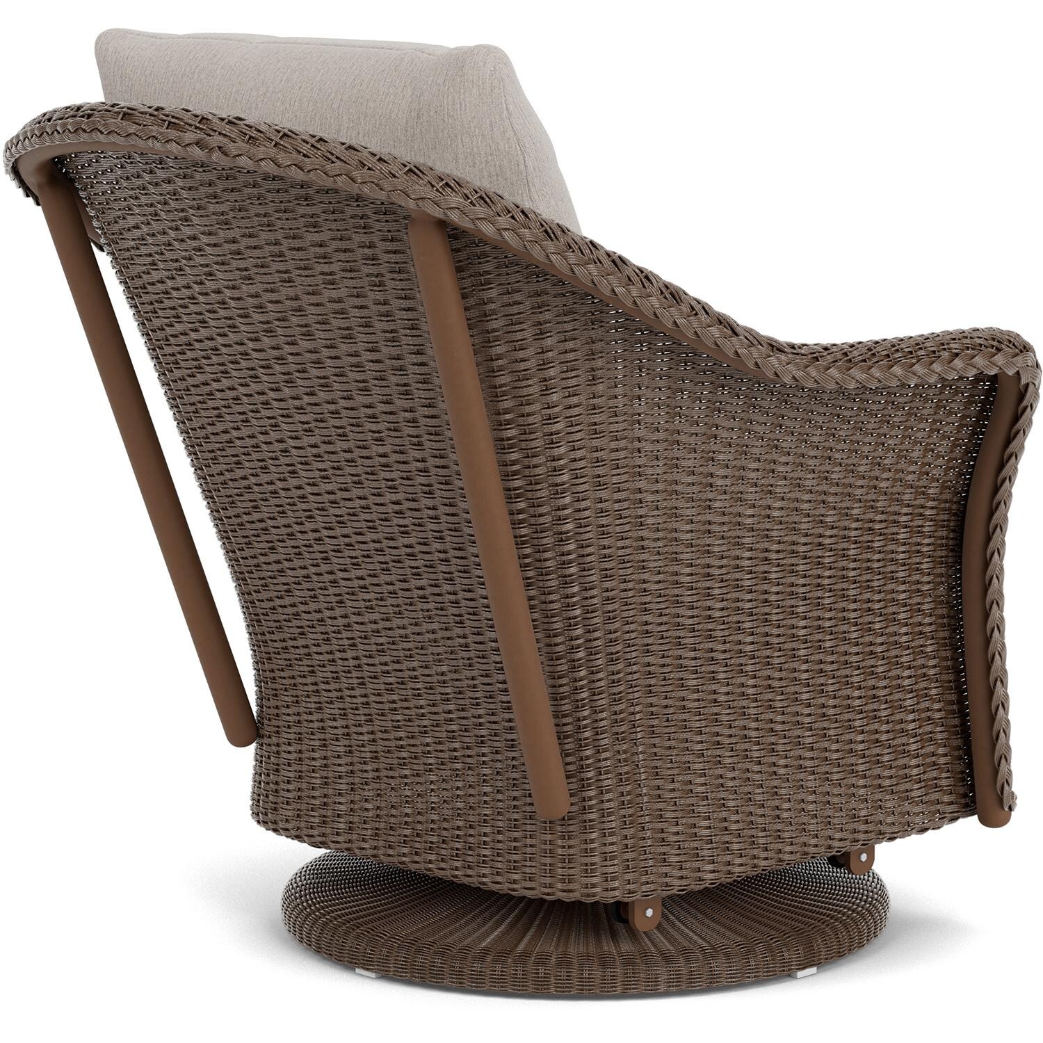 Lloyd Flanders Weekend Retreat Swivel Glider Lounge Chair in Bark Finish W/ Remy Cloud Fabric - Back Right thumbnail