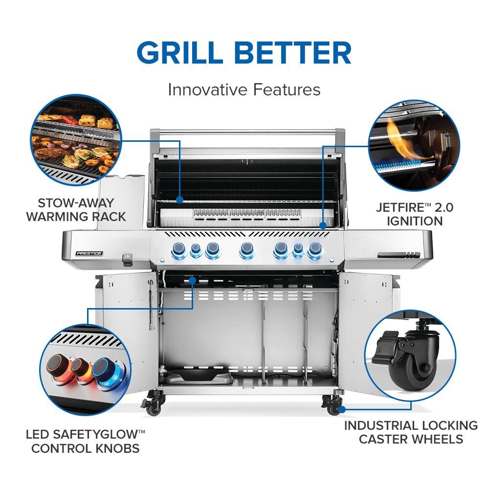 Napoleon P665VRSIBNSS Prestige 665 Propane Gas Grill w/ Infrared Side & Rear Burner - Stainless Steel - Features - Detail thumbnail