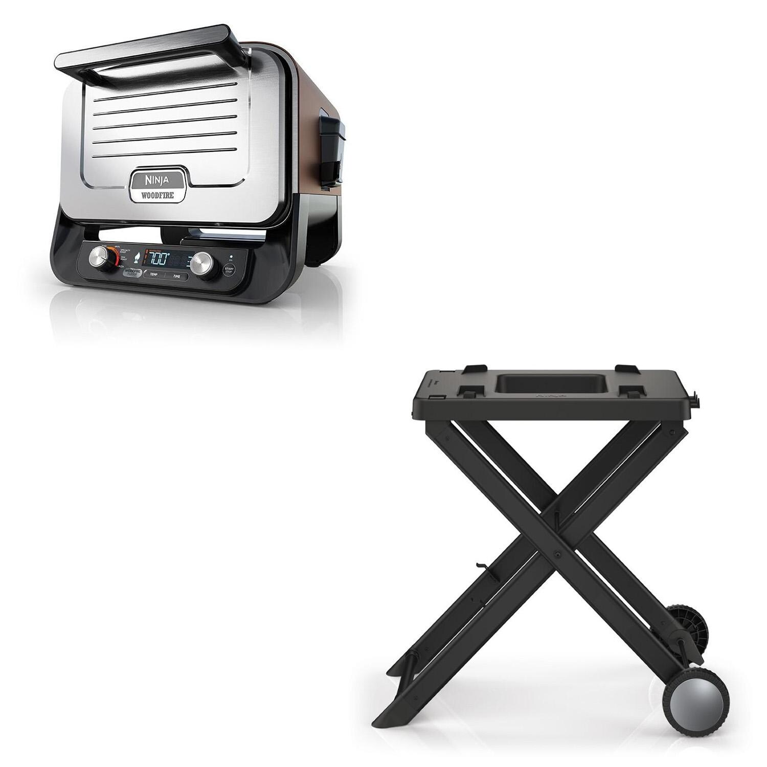 Ninja OO102 + XSKSTAND Woodfire Pizza Oven, 6-in-1 Outdoor Oven - W/ Collapsible Grill Stand - Bundle - White Background thumbnail