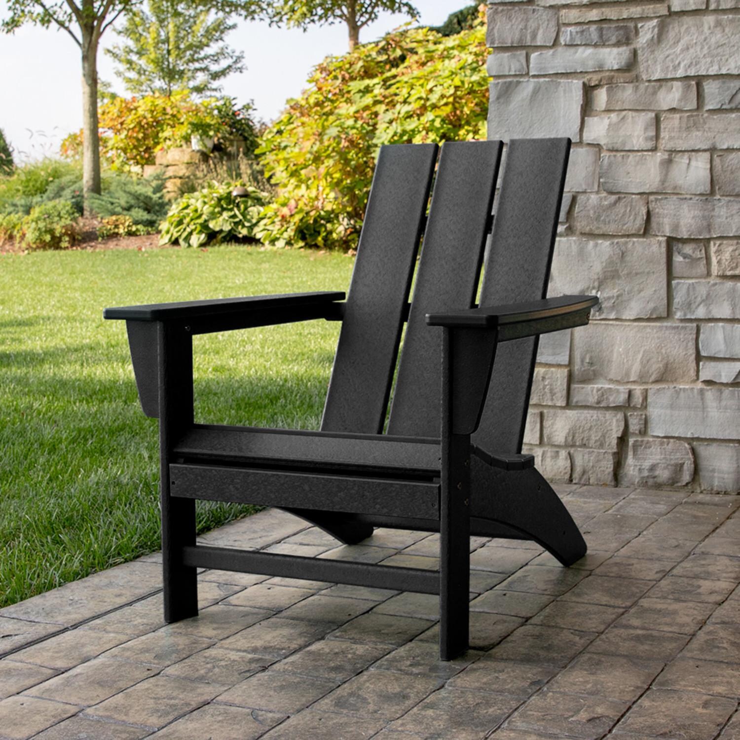 POLYWOOD Modern Adirondack Chair Black BBQGuys