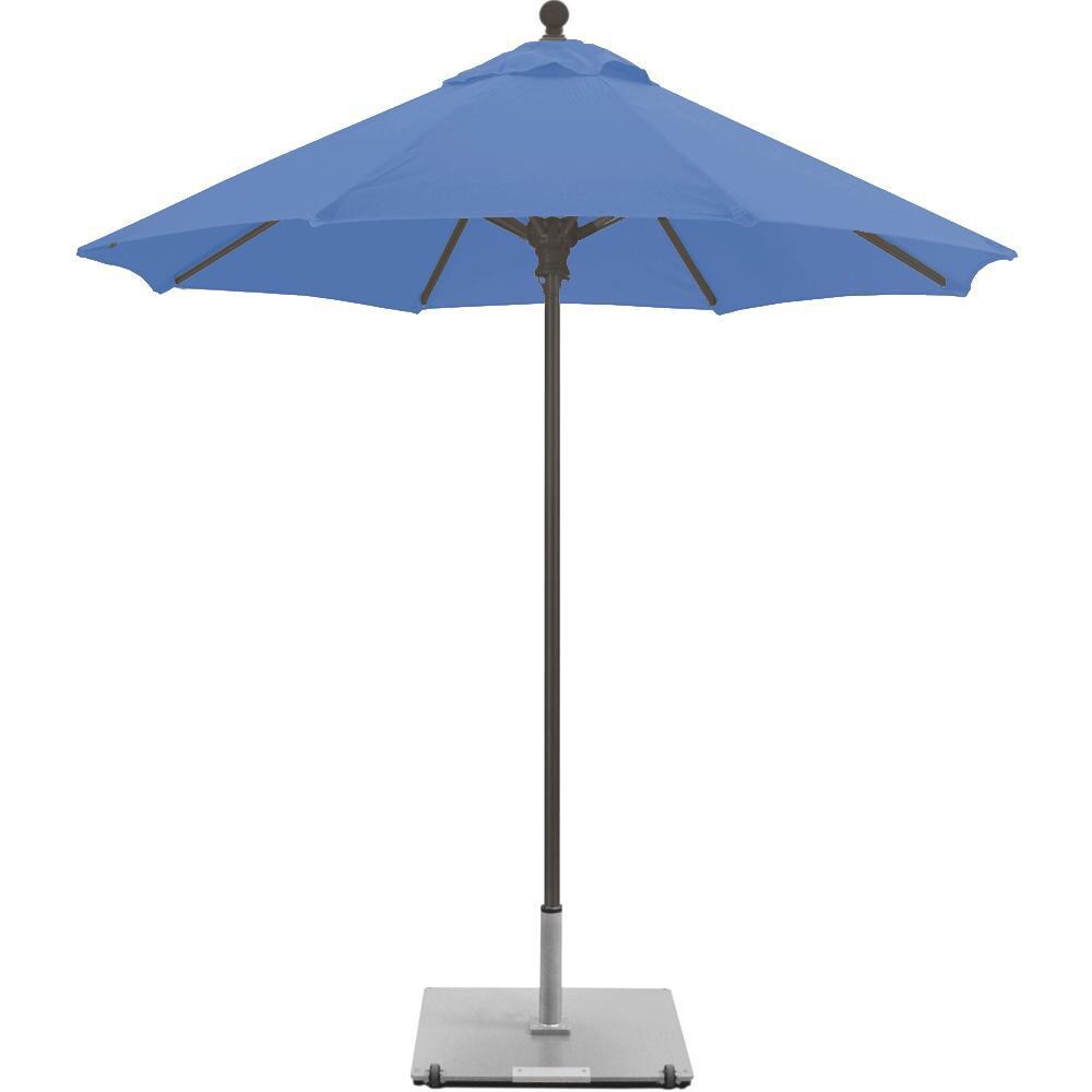 Galtech 7.5 Ft. Octagonal Aluminum Patio Umbrella W/ Manual Lift - Antique Bronze Frame W/ Pacific Blue Sunbrella Fabric (Umbrella Base Not Included) thumbnail