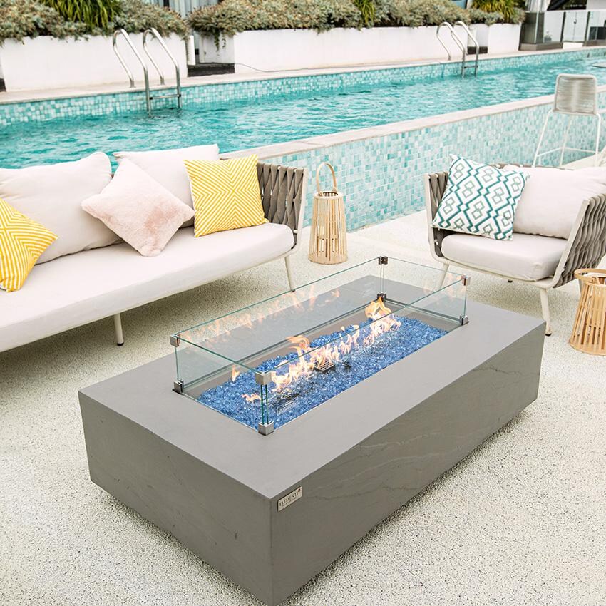 Elementi Meteora OFG410SG-NG 56-Inch Natural Gas Space Gray Fire Pit Table - Lid With Wind Screen (Sold Separately) thumbnail