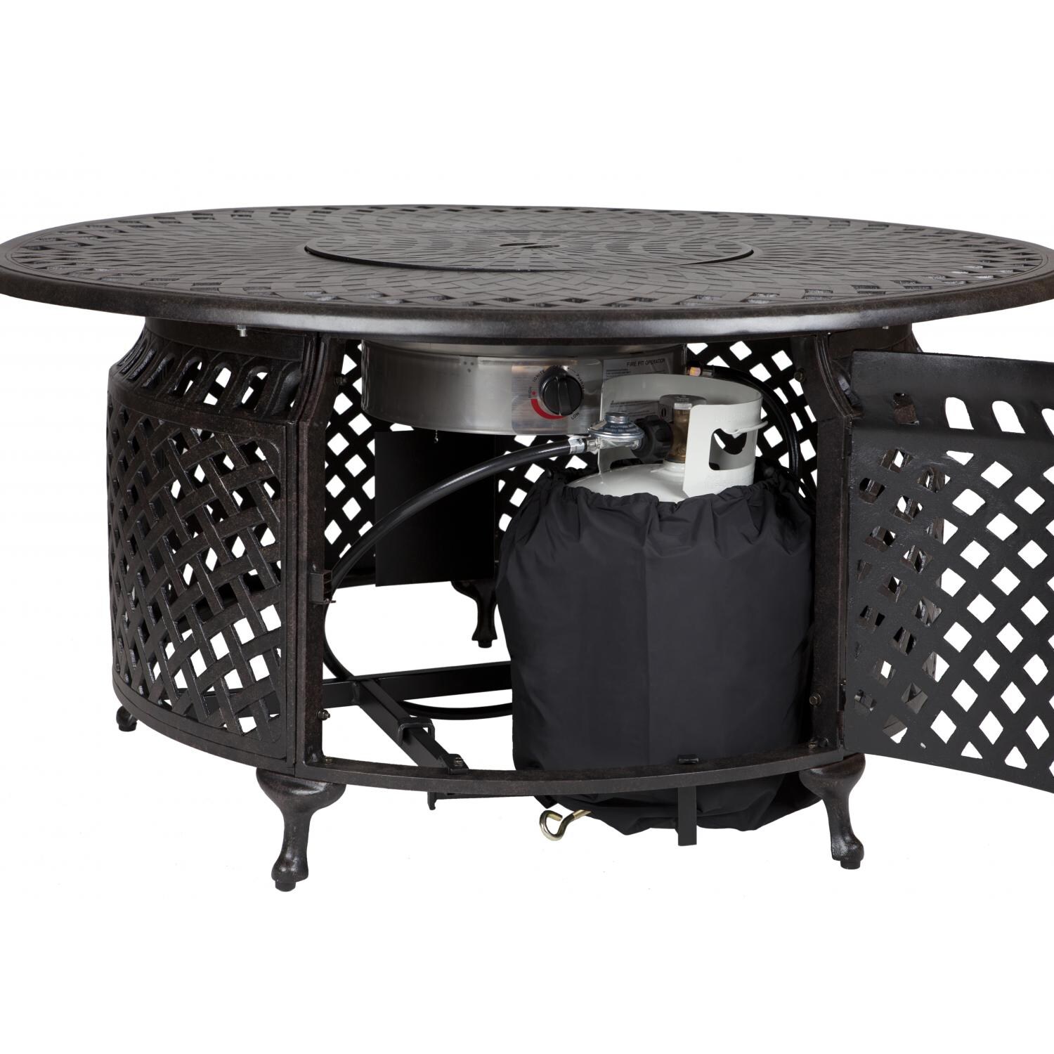 Venza 48-Inch Propane Gas Fire Pit Table By Fire Sense - Propane Tank Cover (Shown With Propane Tank - Not Included) thumbnail