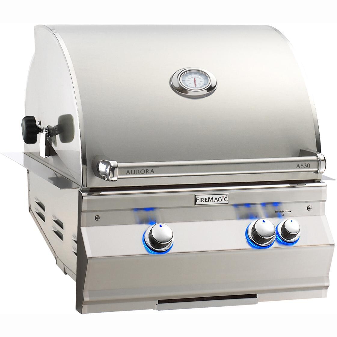 Fire Magic Aurora A530i 24-Inch Built-In Natural Gas Grill With One Infrared Burner, Analog Thermometer And Rotisserie - A530i-6LAN