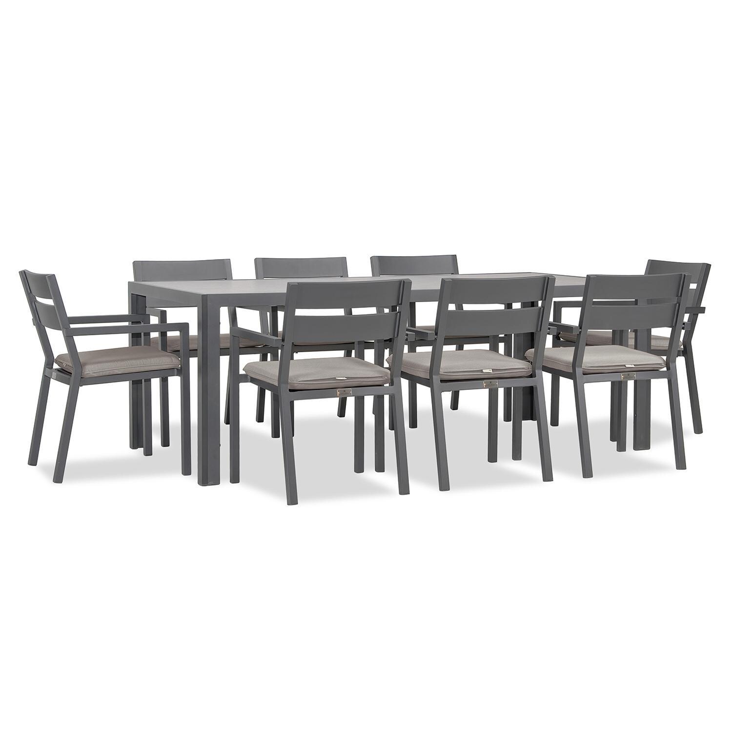 Calm Bay 9 Pc Rectangular Dining Set in Slate/Cast Silver by Lakeview - White Background 2 thumbnail