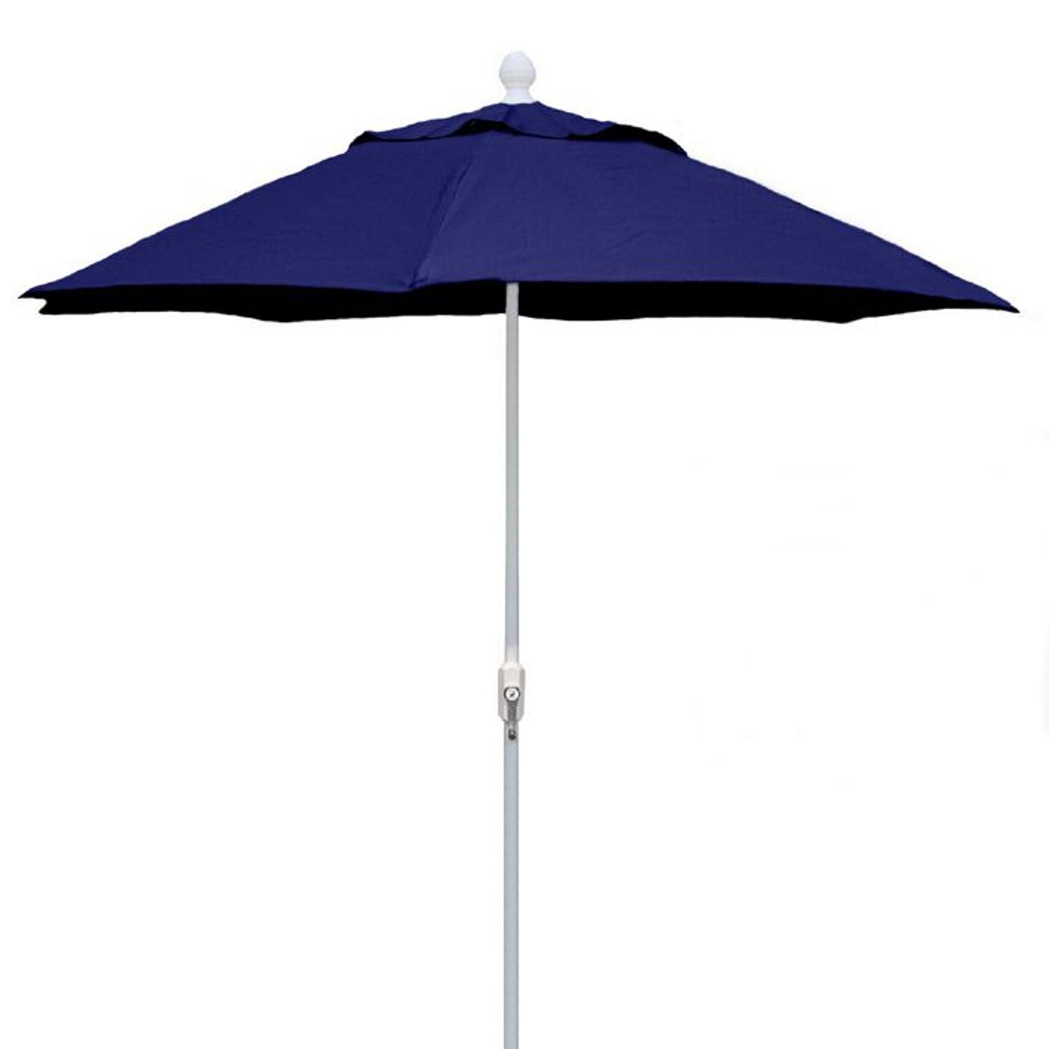 FiberBuilt 9 Ft. Aluminum Market Patio Umbrella With Crank Lift - White Pole / Navy Blue Olefin image