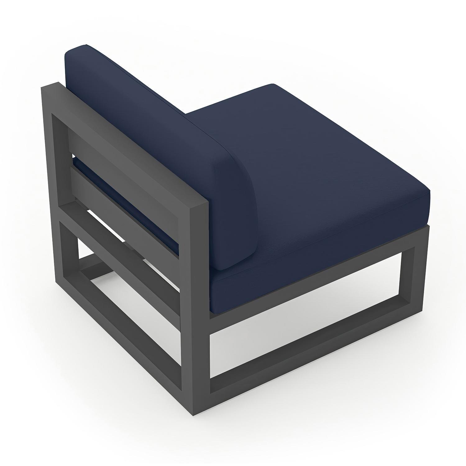 Misty Cove Middle Club Chair in Slate w/Spectrum Indigo Cushions by Lakeview - Back Angle View - White Background thumbnail