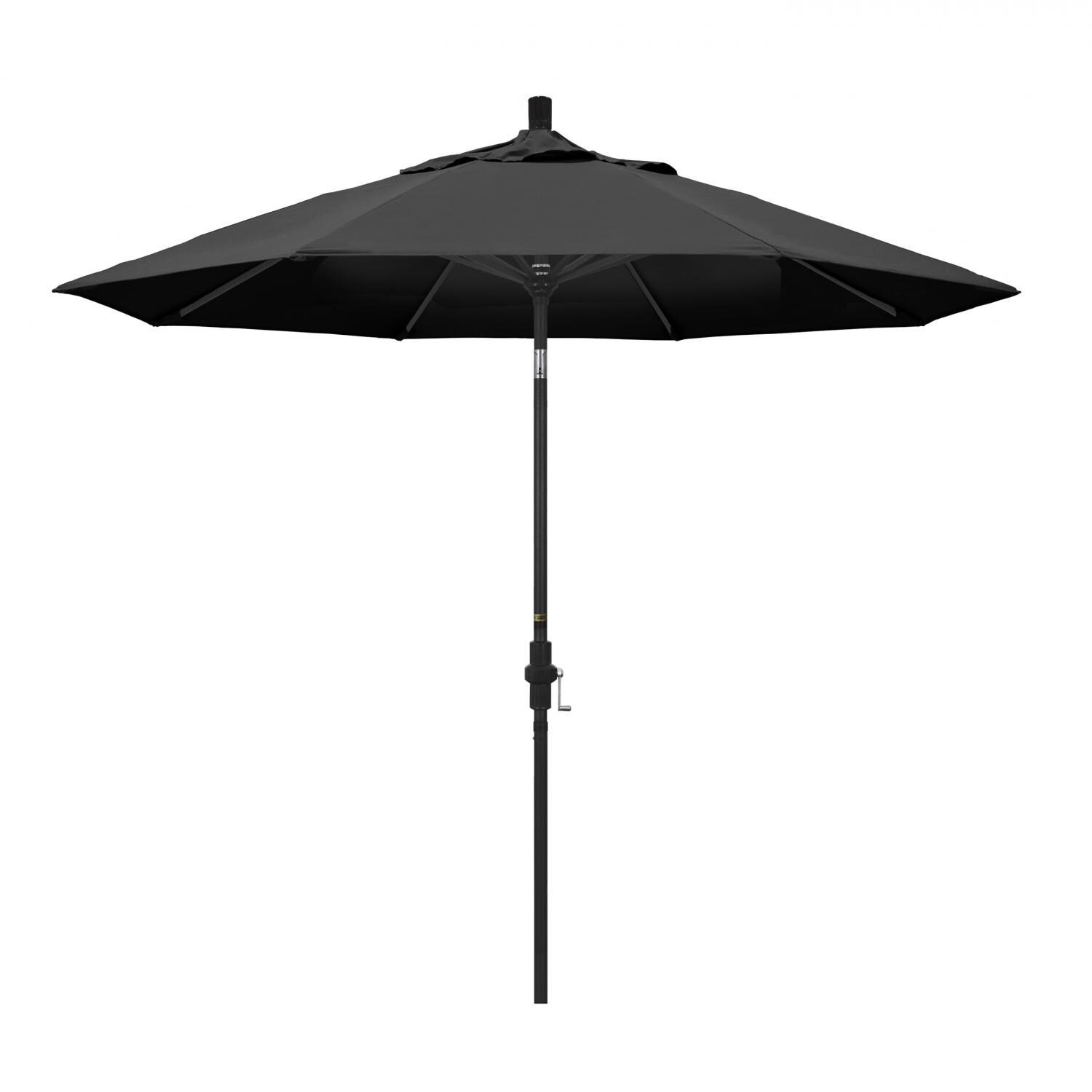 California Umbrella 9 Ft Octagonal Aluminum Collar Tilt Patio Umbrella W/ Crank Lift & Aluminum Ribs - Stone Black Frame / Olefin Black Canopy thumbnail