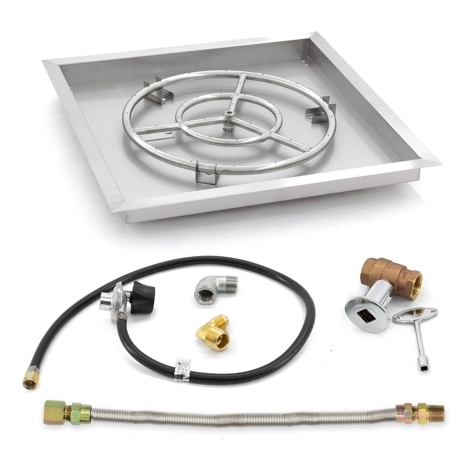 BBQGuys Signature Series 24-Inch Square Drop-In Pan W/ 18-Inch Propane Ring Burner & Connection Kit image